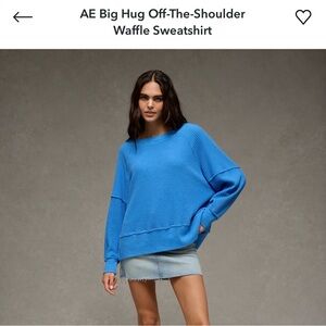American Eagle NWT Big Hug Off Shoulder Waffle Sweatshirt Medium